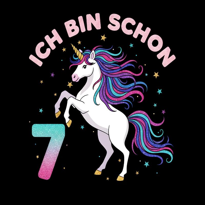 7. Geburtstag Einhorn Mädchen Ich bin schon 7