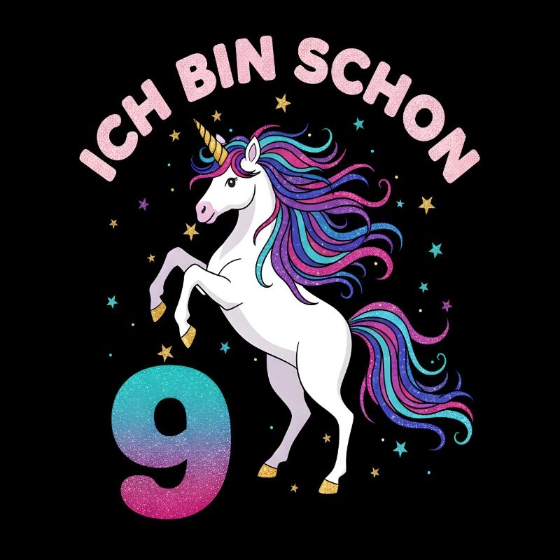 9. Geburtstag Einhorn Mädchen Ich bin schon 9