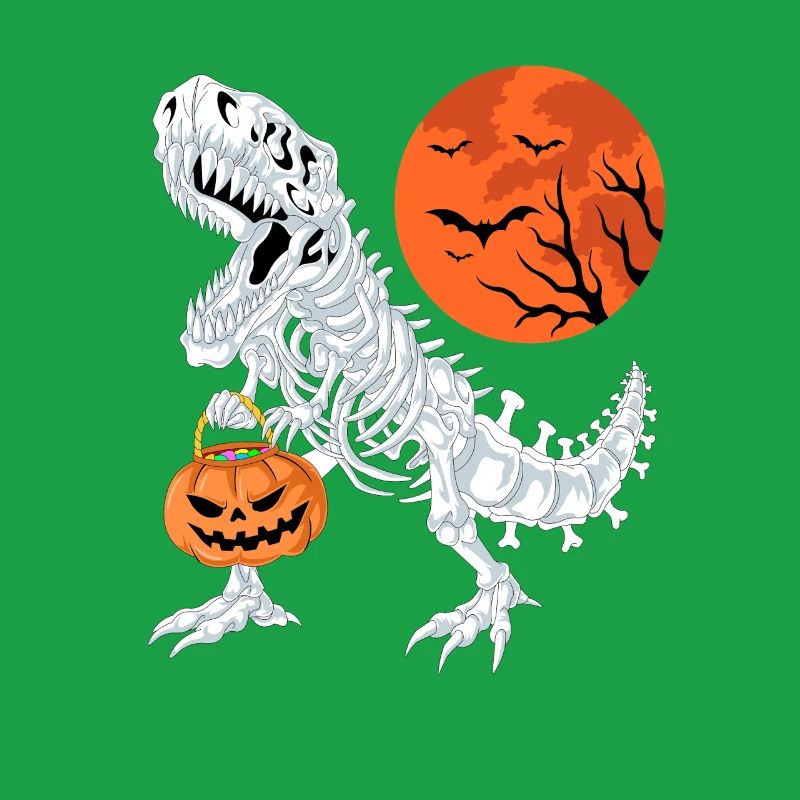 T-Rex Skelett Halloween Kürbis Süßes oder Saures