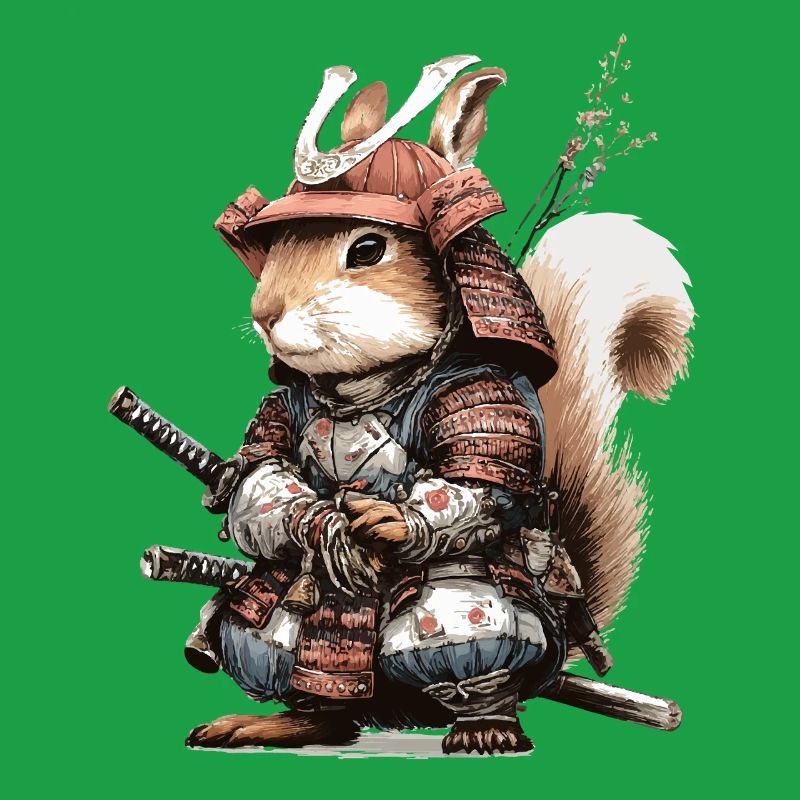 Eichhörnchen-Samurai in Rüstung