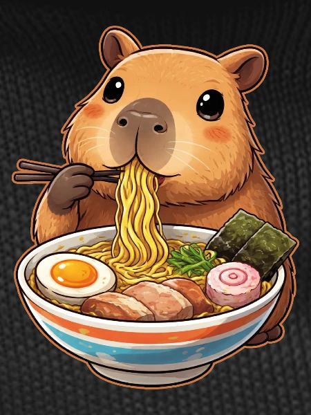 Capybara Eats Ramen Noodles