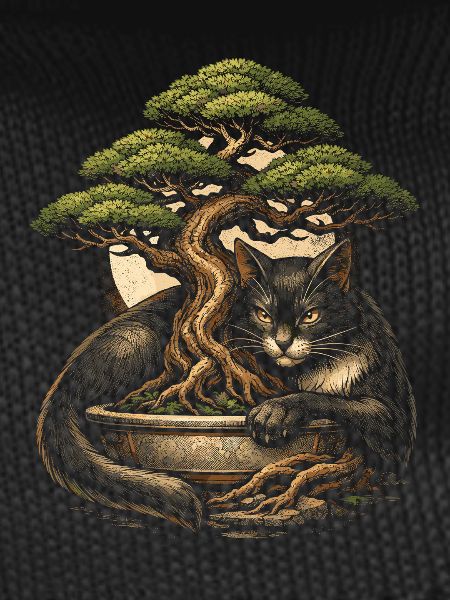 Bonsaï avec chat