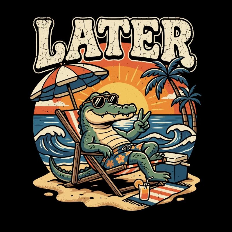 Alligator on the beach: LATER Relax