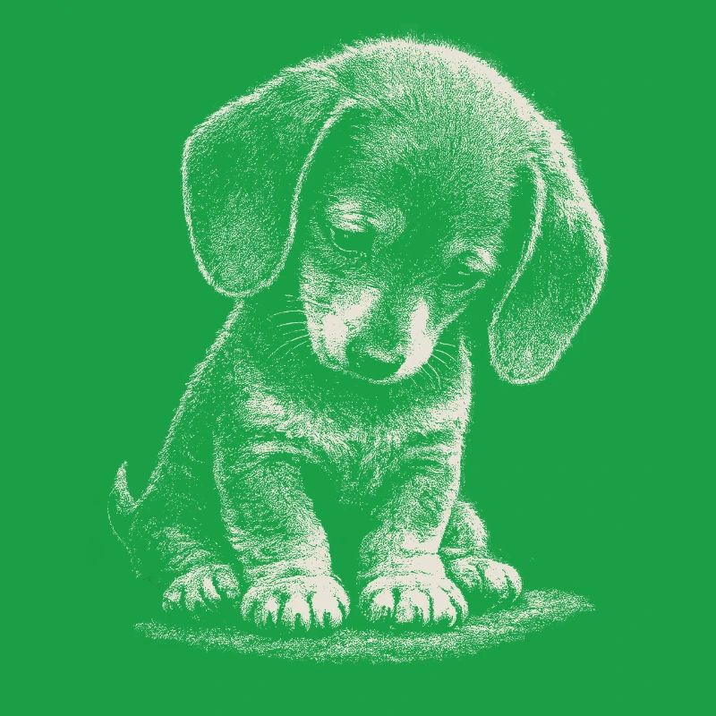 Teckel Chiot mignon, mignon, honte, art triste, triste