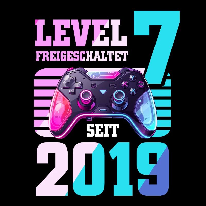7. Geburtstag Junge Mädchen 2019 Gaming Level 7