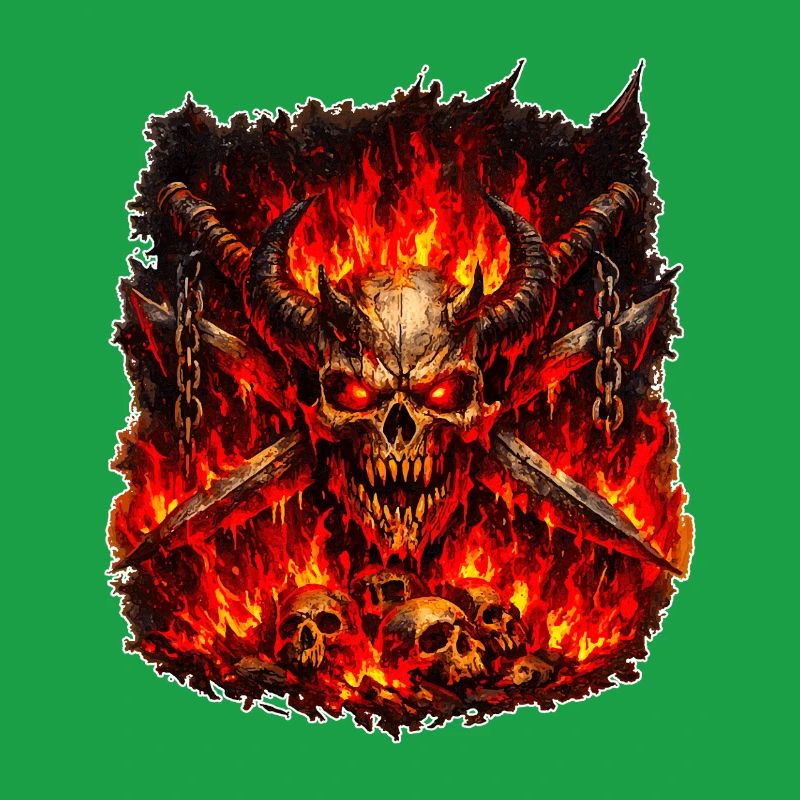 Fire Skull with Horns