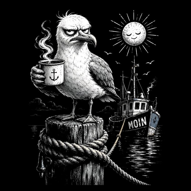 MOIN – Grummeliges Möwe mit Kaffee