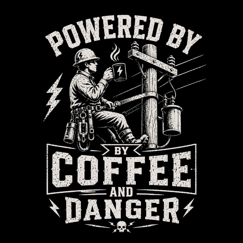 Stromleitungsmonteur Durch Kaffee Und Gefahr