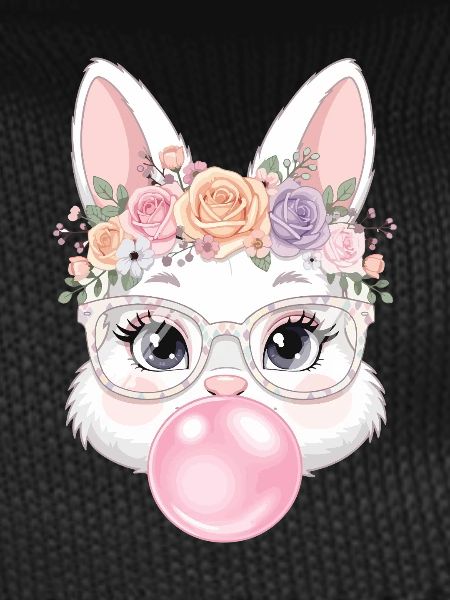 Flower wreath bunny with glasses