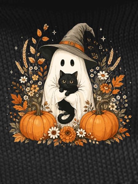 Halloween, Ghost, Black Cat