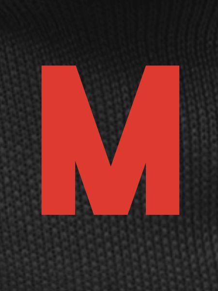 Red M logo on black