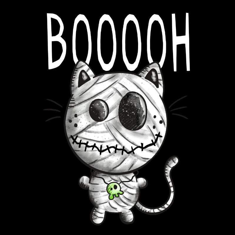 Booh Katzen Mumie - Halloween - Comic - Fun