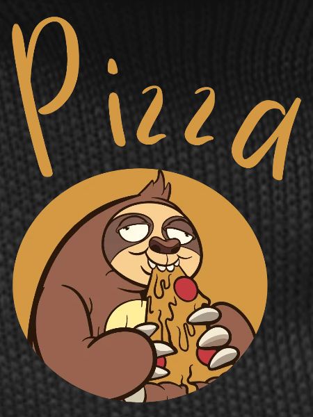 Fun sloth with pizza
