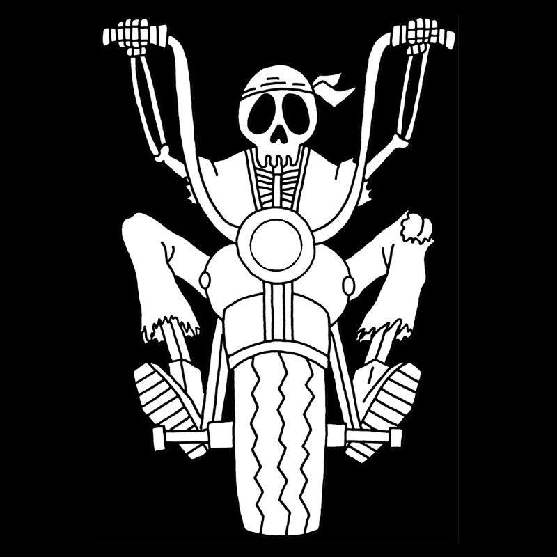Squelette motard blanc
