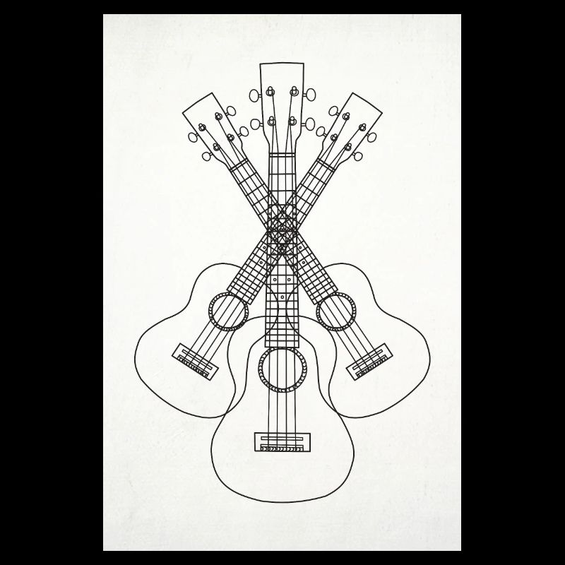 Ukulele LineArt noir - Affiche