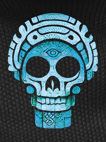 Blue Mayan skull