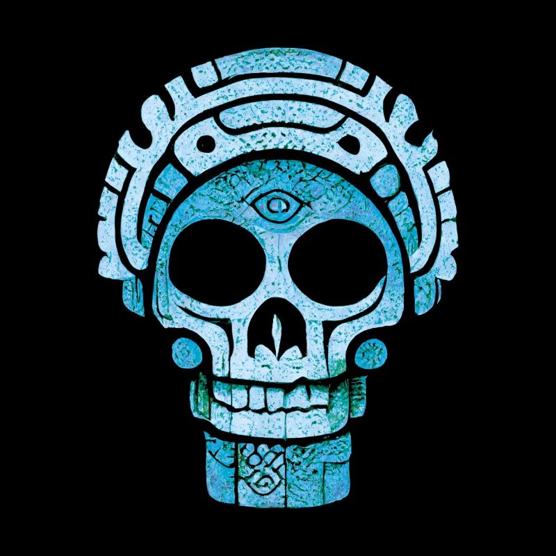 Blue Mayan skull