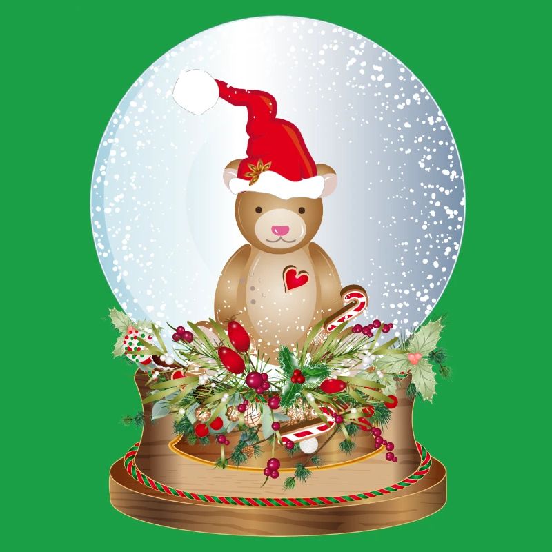 beautiful nostalgic snow globe with teddy bear