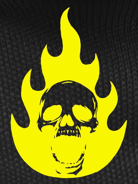 Skull and yellow flame