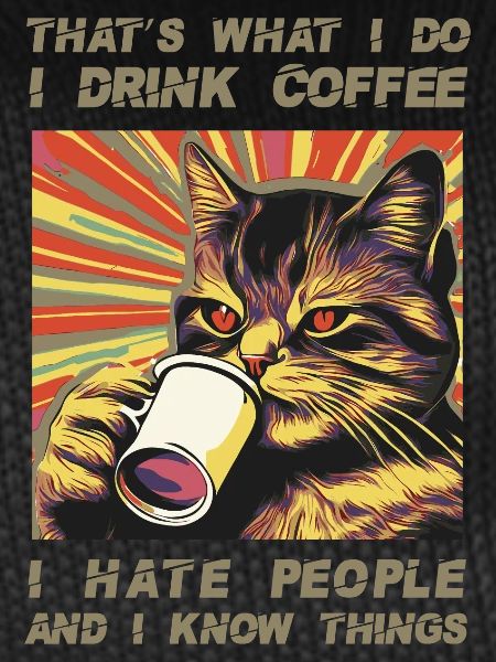 Coffee-drinking, sarcastic cat lover