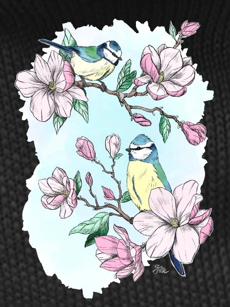 Blue and magnolias
