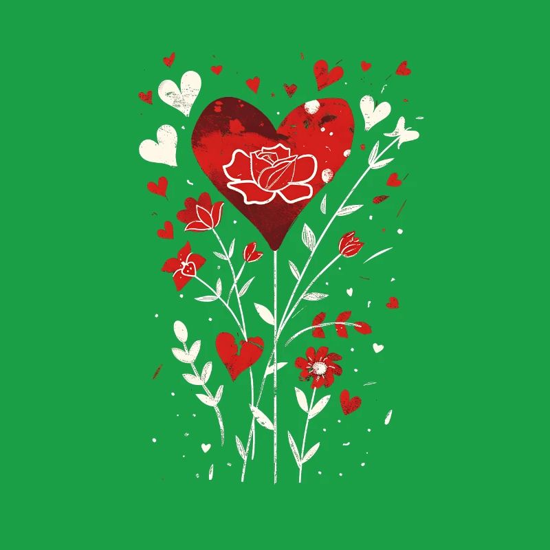 Conception de la Saint-Valentin avec des cœurs, des feuilles et des Roses