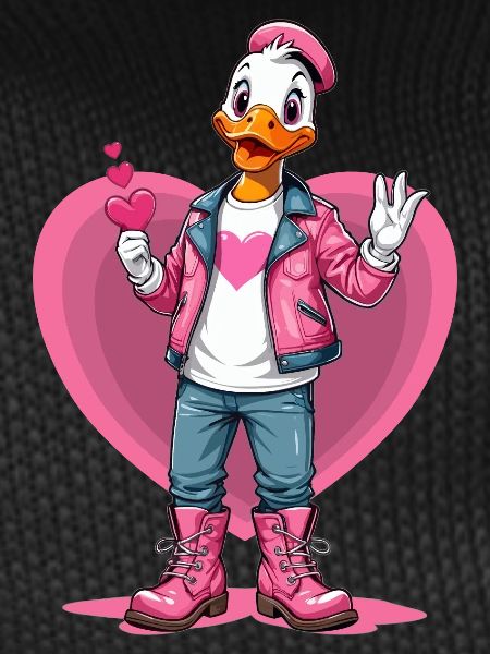 Cute duck with heart