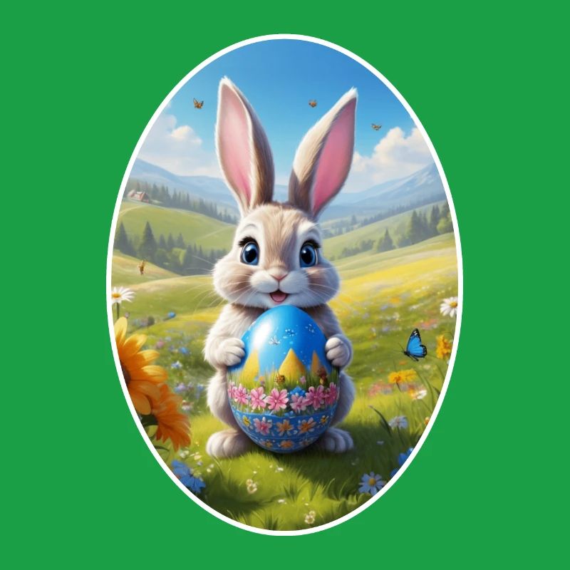 Easter Bunny with Egg, Oval