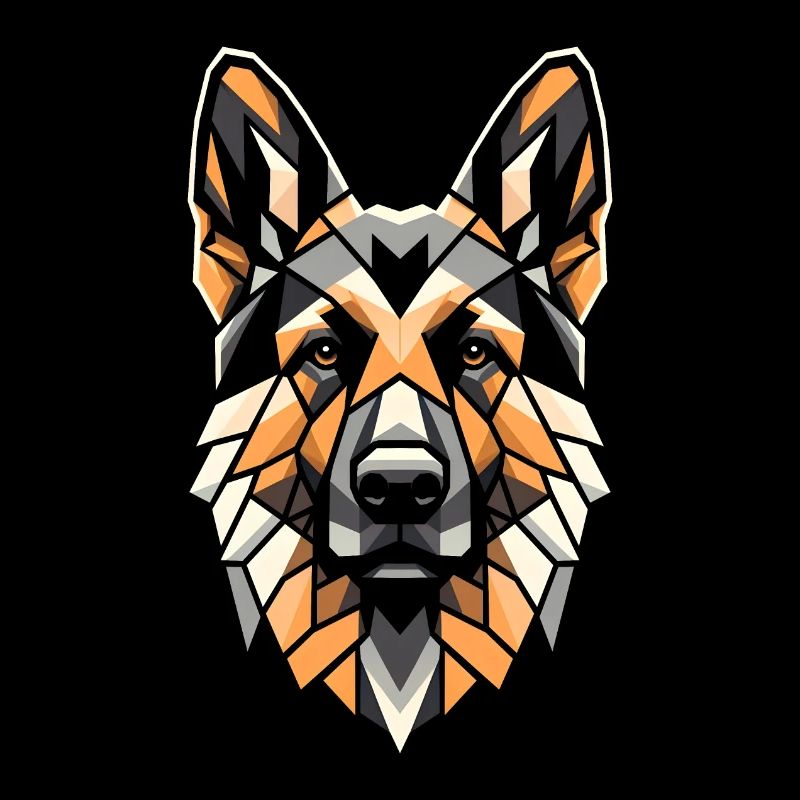 German Shepherd Dog Head Geometry Polygon Art