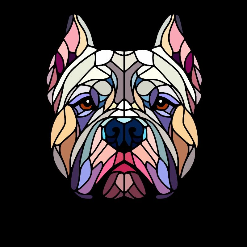 Tête american bully art géométrique, polygone