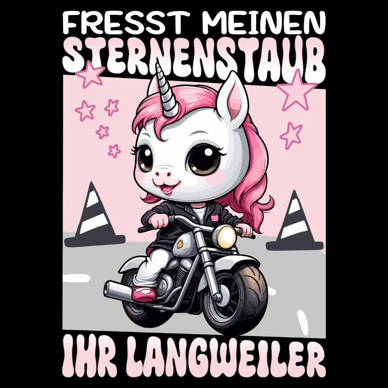 Einhorn auf Motorrad