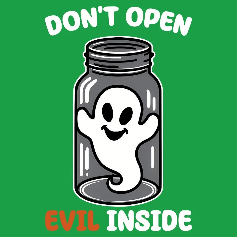 Don't open it – evil in it! Funny ghost design
