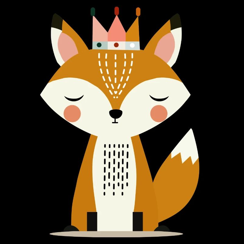 Cute Fox with Crown – Minimalist Art