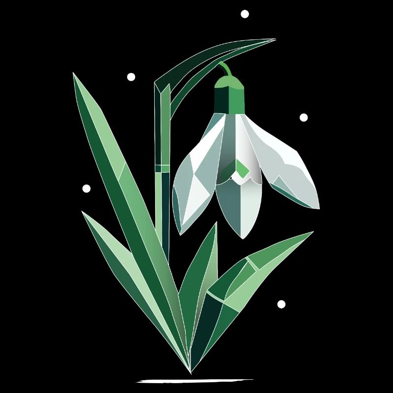 Delicate Polygonal Snowdrop Illustration