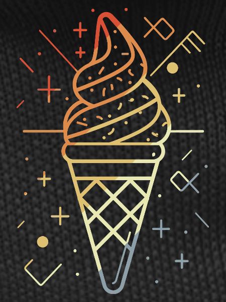 cream cone sketch retro style