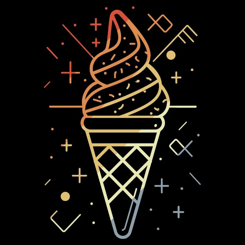 cream cone sketch retro style