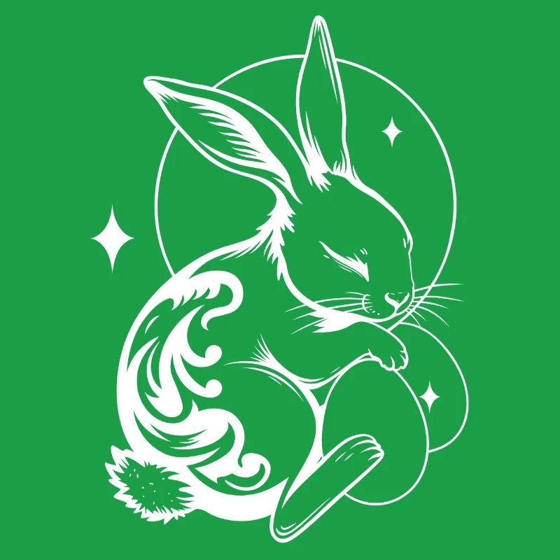 Sleeping Easter Bunny with Tribal and Eggs