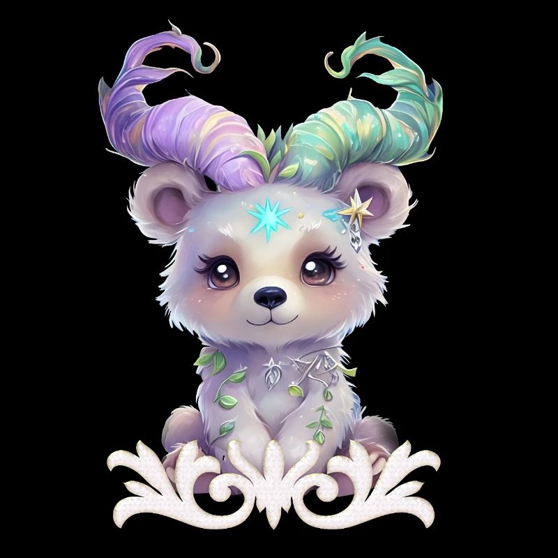 Magical bear cub in pastel glitter.