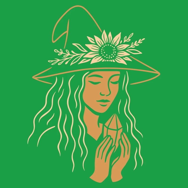 Sorcière en été avec cristal - Midsummer Litha