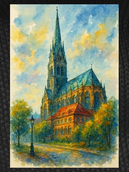 Gothic church in impressionist style