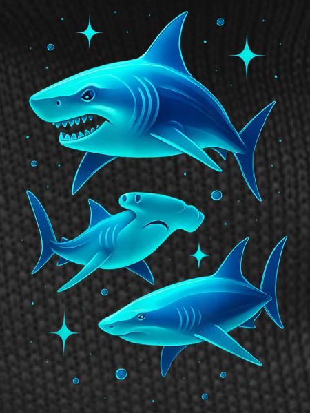 Futuristic Neon Shark Illustration