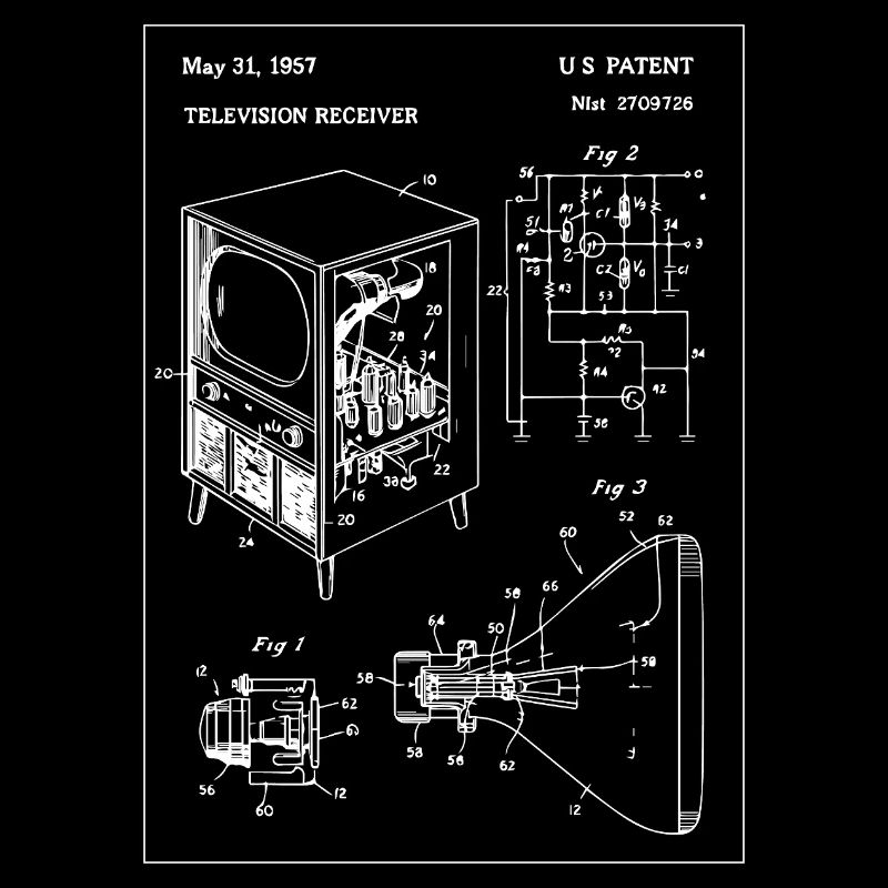 Retro Vintage Television Blueprint Design