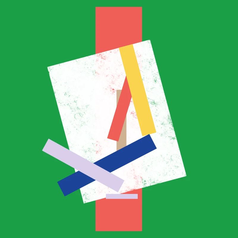 Abstract color block pattern distorted face