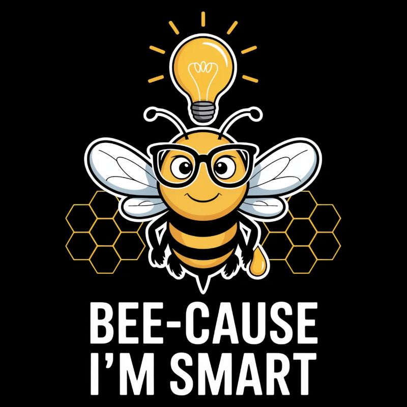 Intelligent bees with glasses and light bulb