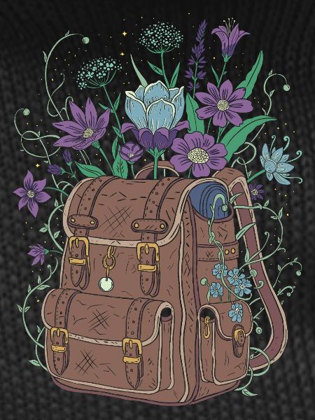 Backpack with flowers
