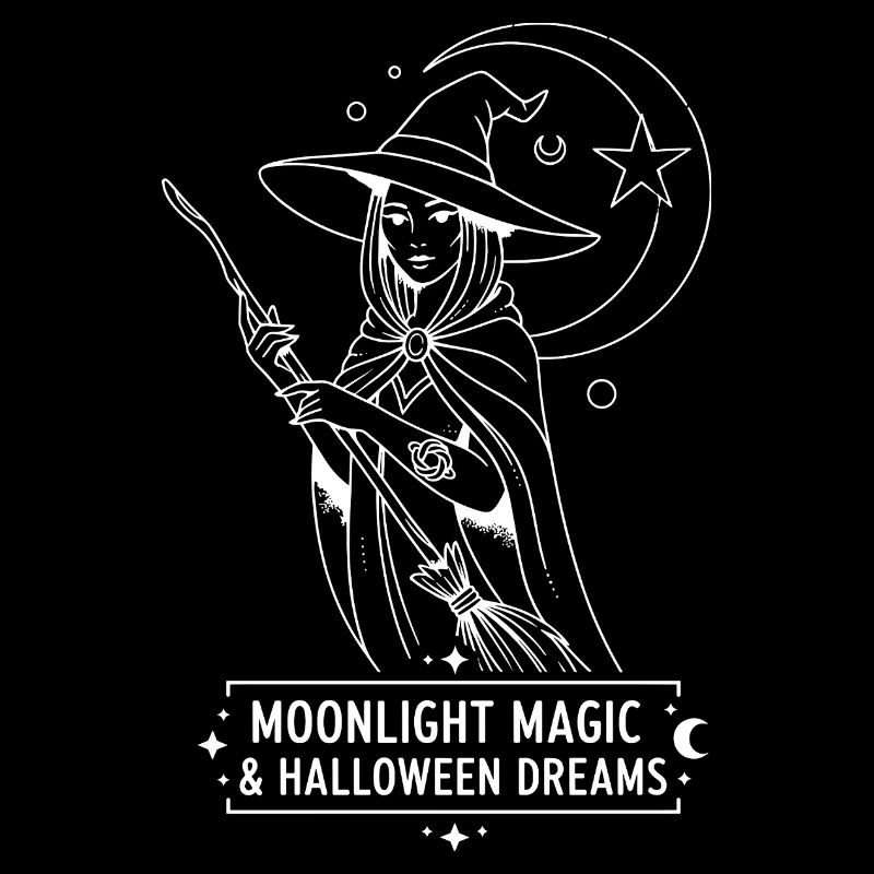 Magical Witch with Moon and Stars