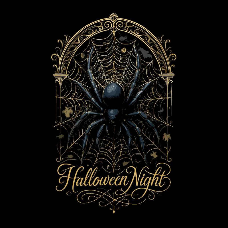 Araignée Halloween Nuit - Arachnide Toile Dorée