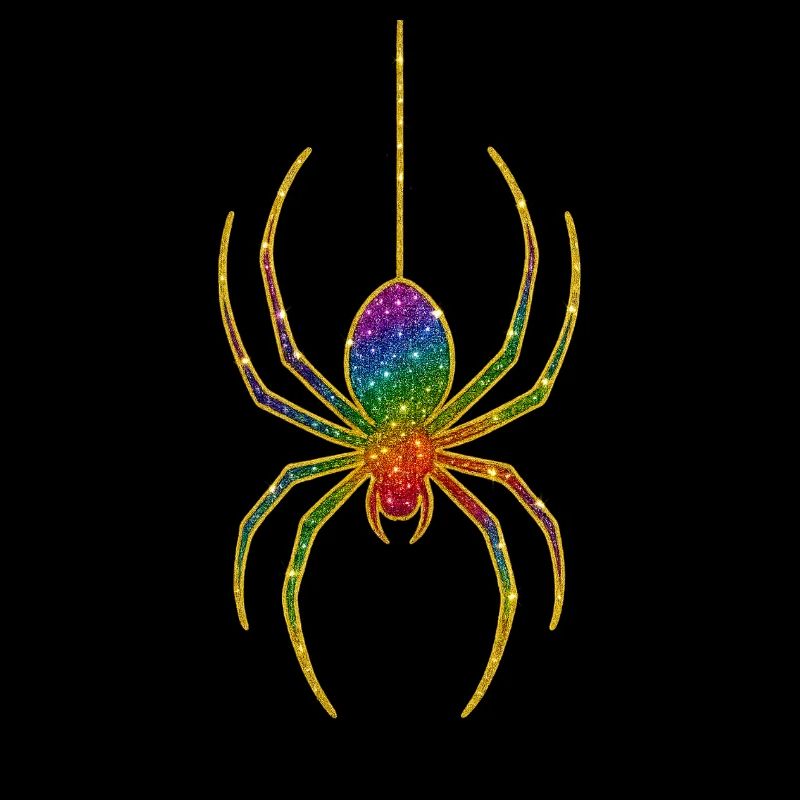 Rainbow glitter spider motif