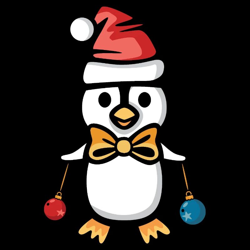 Pingouin de Noël avec chapeau et boules de Noël