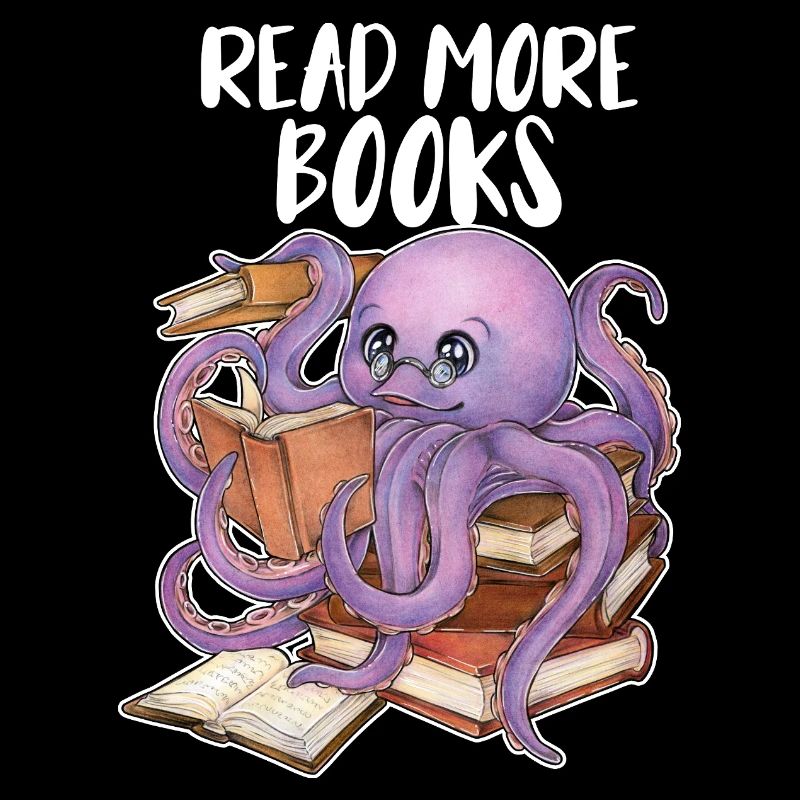 Reading Octopus in Stack of Books Book Gift